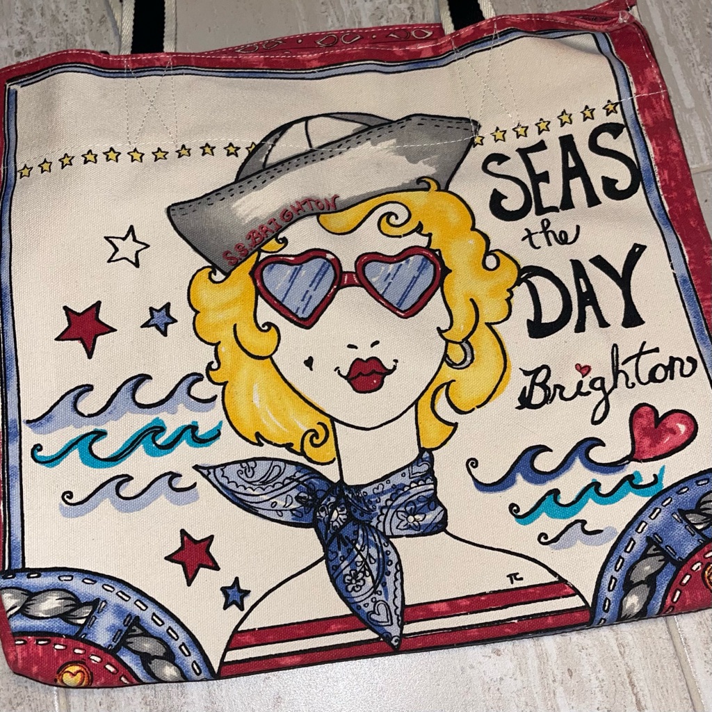 Brighton Nautical Canvas Tote Red Blue Yellow Brighton Nautical Canvas Tote Red Blue Yellow